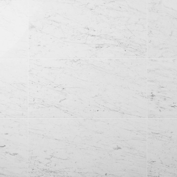 Bianco Carrara Premium "C" 16x32 Polished Marble Tile in White, View 1