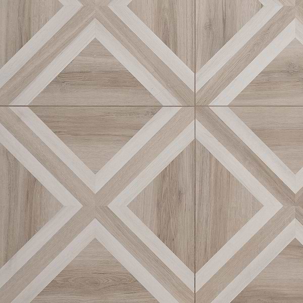Marsai Modern Parquet Weathered & Light Oak 32x32 Wood Look Matte Porcelain Tile in Brown, View 1
