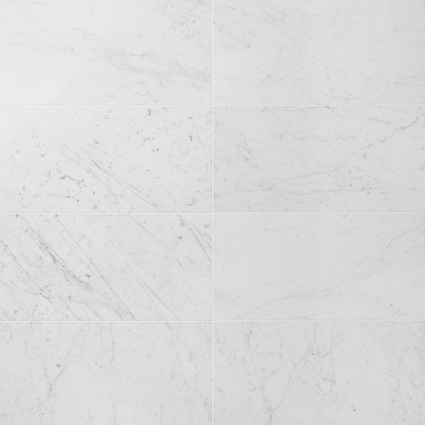 Bianco Carrara Premium "C" 12x24 Polished Marble Tile in White, View 1
