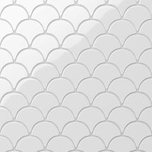 Serenity White 3" Fish Scale Polished Porcelain Mosaic Tile