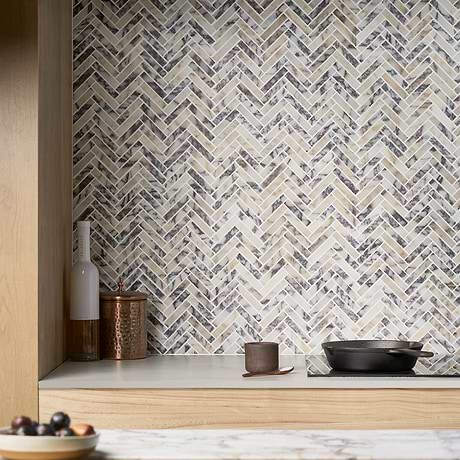 Calacatta Monet 1x3 Herringbone Honed Marble Mosaic Tile