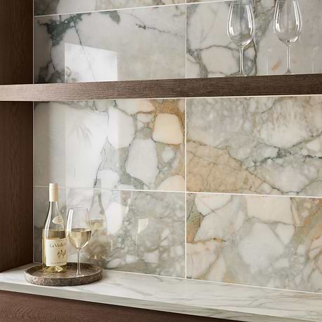 Calacatta Verde Premium 12x24 Polished Marble Tile