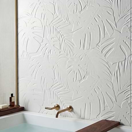 Botanic Bianco White 24x48 Textured Matte Ceramic Tile
