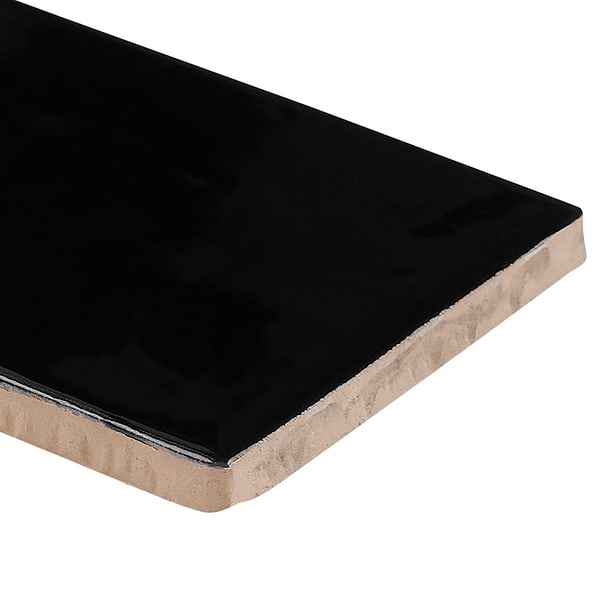 Lancaster Noir Black 3x6 Polished Ceramic Wall Tile