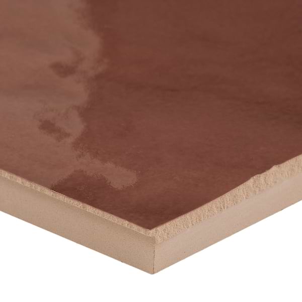 Zelora Chestnut Brown 4x4 Zellige Look Glossy Ceramic Tile