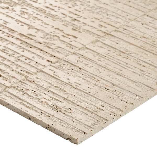 Stretto Carved Cream Travertine 16x16 Vein Cut Unfilled Honed Tile in Cream, View 10, open zoomed image