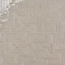 Zelora Linen Beige Herringbone Glossy Ceramic Mosaic Tile