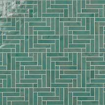 Zelora Mint Green Herringbone Glossy Ceramic Mosaic Tile