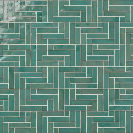 Zelora Mint Green Herringbone Glossy Ceramic Mosaic Tile