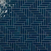 Zelora Marine Blue Herringbone Glossy Ceramic Mosaic Tile