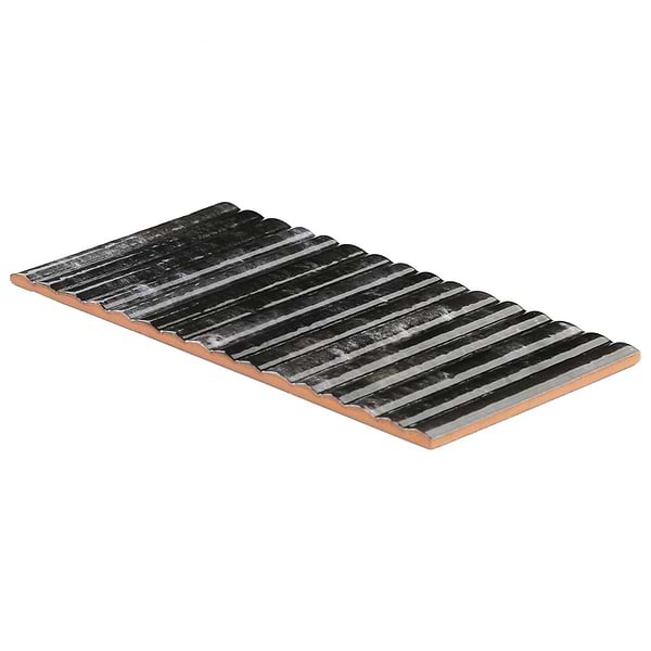 Curve Fluted Black 6x12 3D Glossy Ceramic Tile