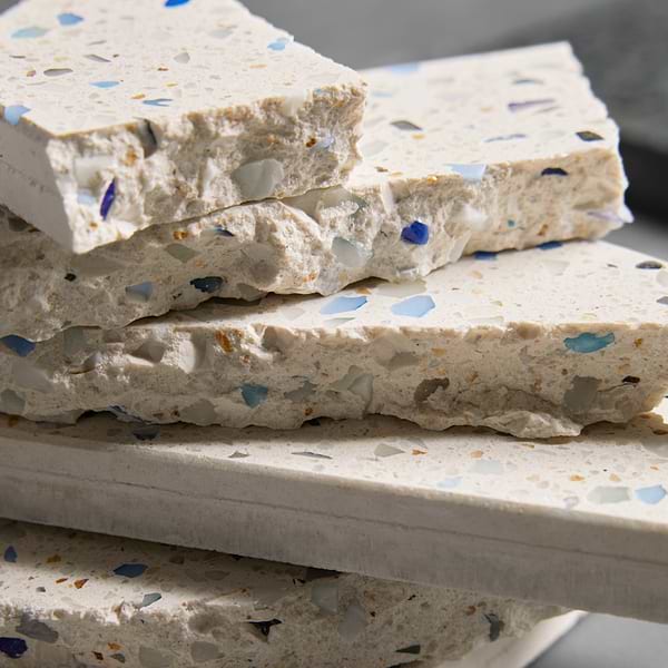 Veritas Terrazzo Creme with Gold 16x16 Polished Terrazzo Tile