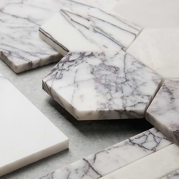 Lilac Premium 4" Hexagon Honed Marble Mosaic Tile