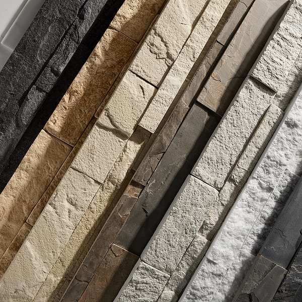 Tenerife Titanium Black 6x24 Splitface Quartzite Stacked Stone Tile