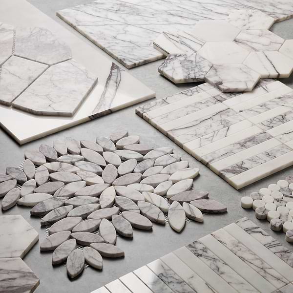 Lilac Premium 1x6 Stacked Polished Marble Mosaic TIle