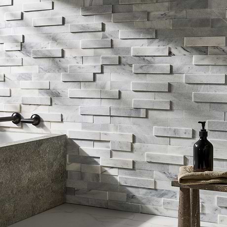 Tenerife Bianco Gris 6x24 Honed Marble Stacked Stone Tile