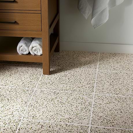 Veritas Terrazzo Creme with Emerald Green 16x16 Polished Terrazzo Tile