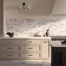 Lilac Premium 1x6 Stacked Honed Marble Mosaic TIle