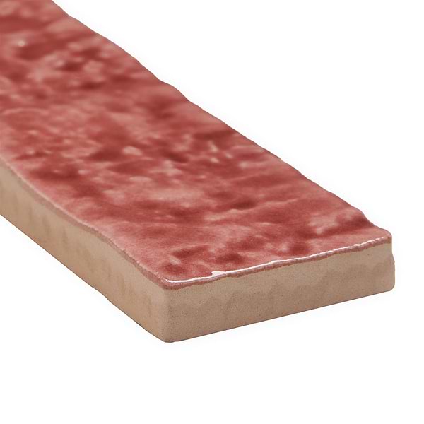 Wabi Sabi Coralito Terracotta Pink 1.5x9 Crackled Glossy Ceramic Tile