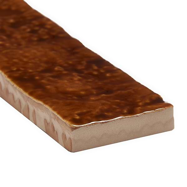 Wabi Sabi Honey Brown 1.5x9 Crackled Glossy Ceramic Tile