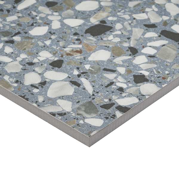 Kobe Flakes Ocean Blue 24x24 Terrazzo Look Matte Porcelain Tile