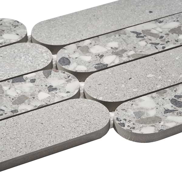 Kobe Fin Smoke Gray 2x8 Terrazzo Look Matte Porcelain Mosaic Tile