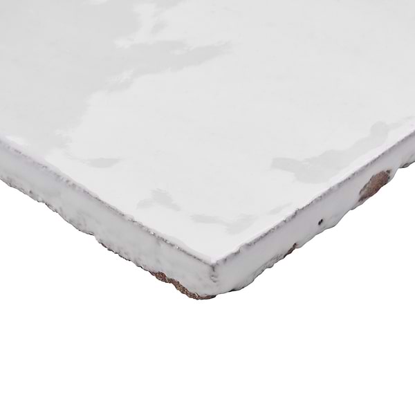 Emery White 4x4 Square Handmade Crackled Glossy Terracotta Tile