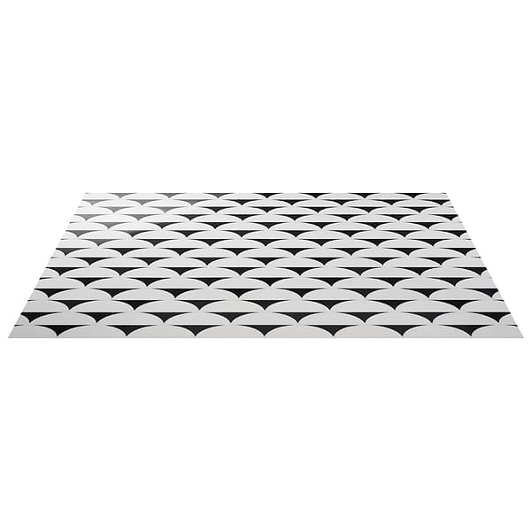 Moonrise Black Jade and White Thassos Polished Marble Waterjet Mosaic Tile