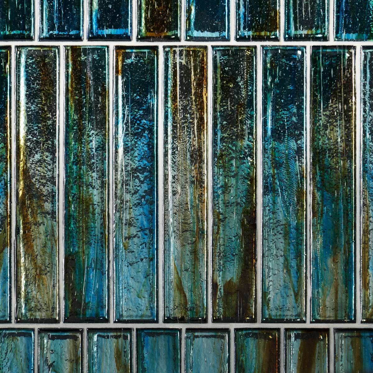 Komorebi Brick Juneau Spring Multicolor 2x12 Polished Glass Subway Tile