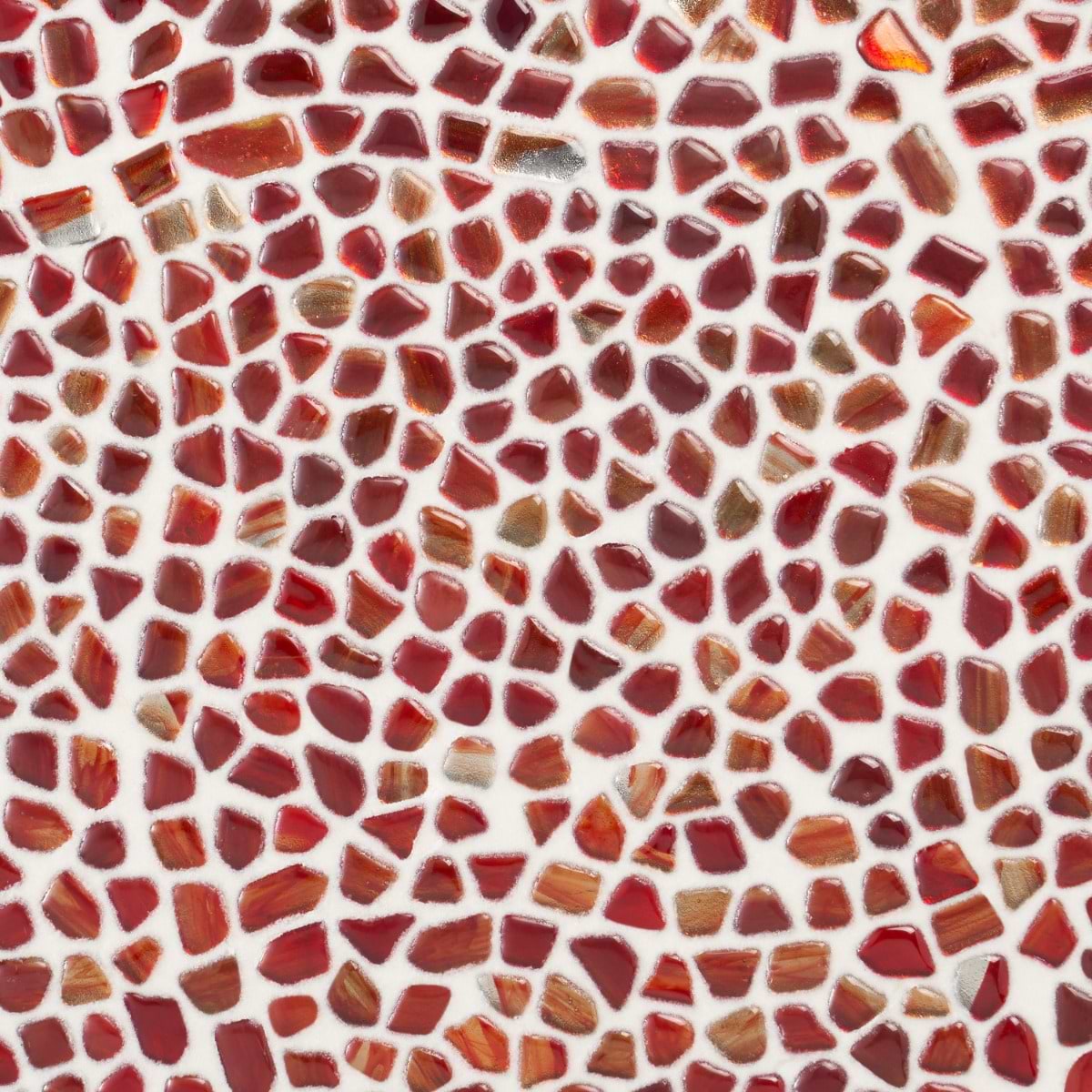 Komorebi Pebble Bonfire Red Polished Glass Mosaic Tile