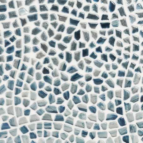 Komorebi Pebble Jet Stream Blue Polished Glass Mosaic Tile