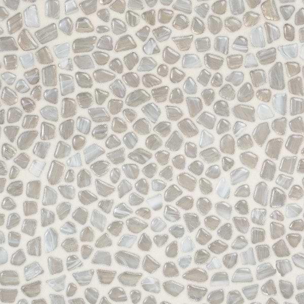 Komorebi Pebble Mineral Ice Gray Polished Glass Mosaic Tile