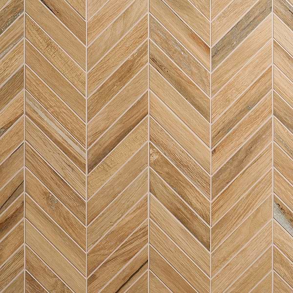 Eternal Chevron Birch Matte Porcelain Wood Look Mosaic Tile