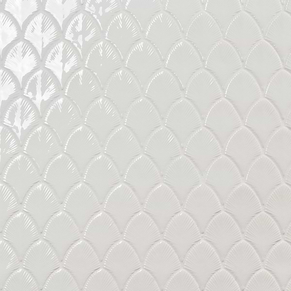 Nabi Fishscale Glacier White 3x4" Crackled Glossy Glass Mosaic Tile