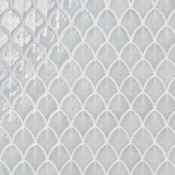 Nabi Fishscale Arctic Blue 3x4" Crackled Glossy Glass Mosaic Tile