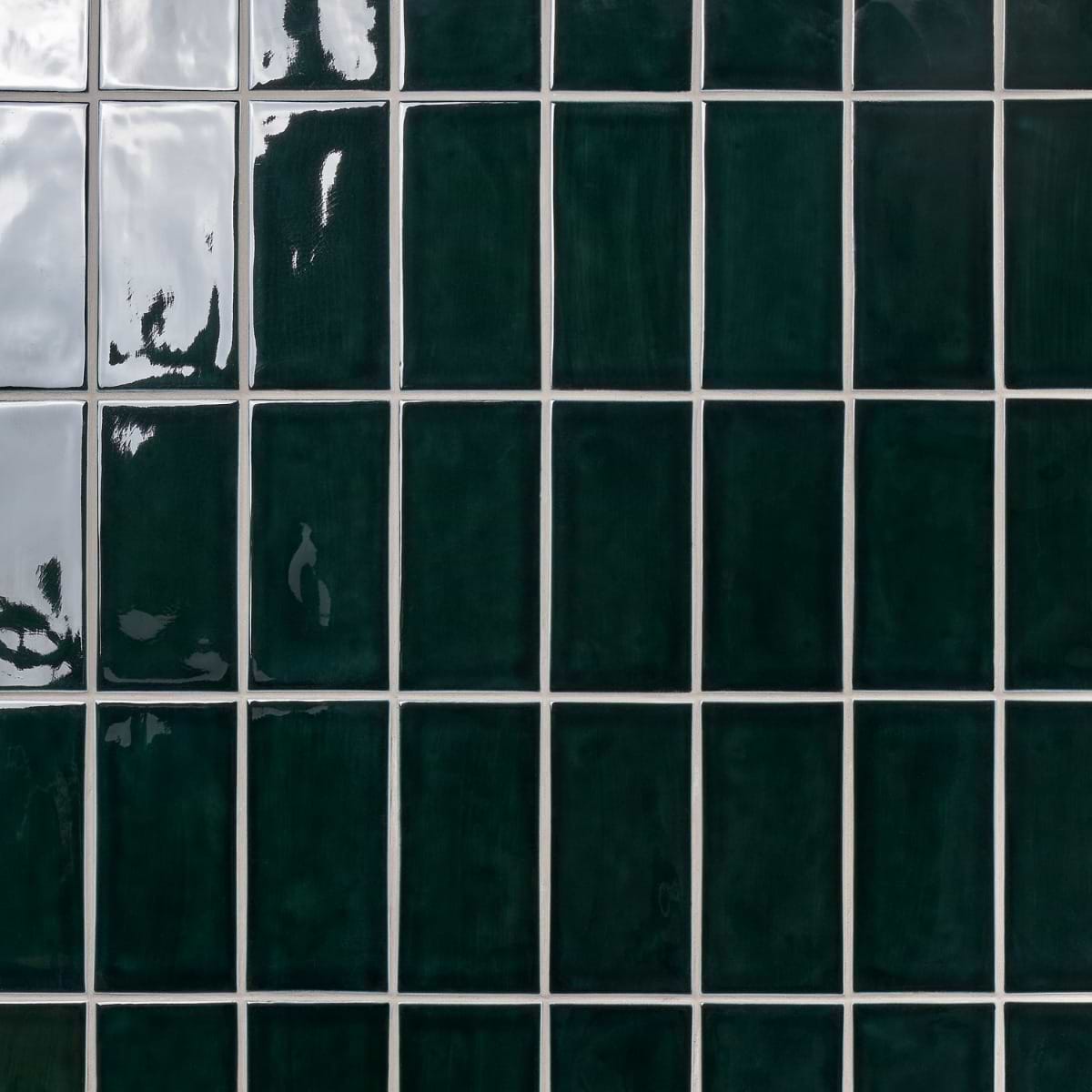 Nabi Subway Midnight Blue Green 4.5x9 Crackled Glossy Glass Tile