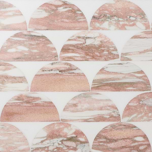 Moonrise Rosa Norvegia Pink Polished Marble Waterjet Mosaic Tile