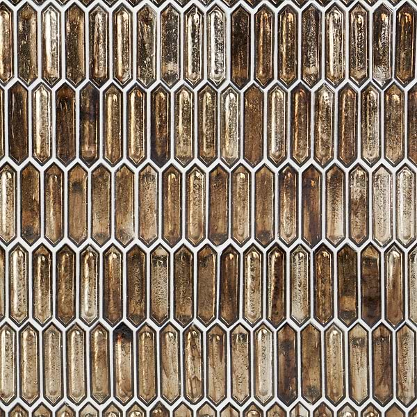 Komorebi Picket Canal Golden Brown 1x3 Polished Glass Mosaic Tile