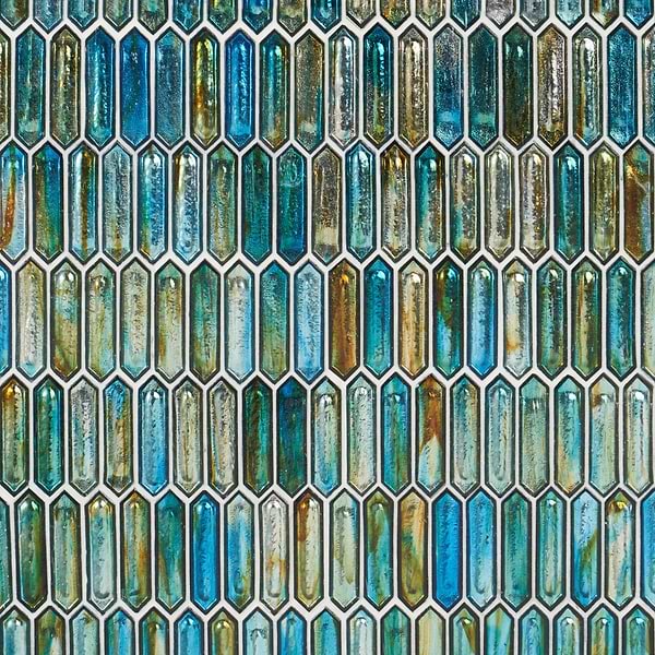 Komorebi Picket Juneau Spring Multicolor 1x3 Polished Glass Mosaic Tile