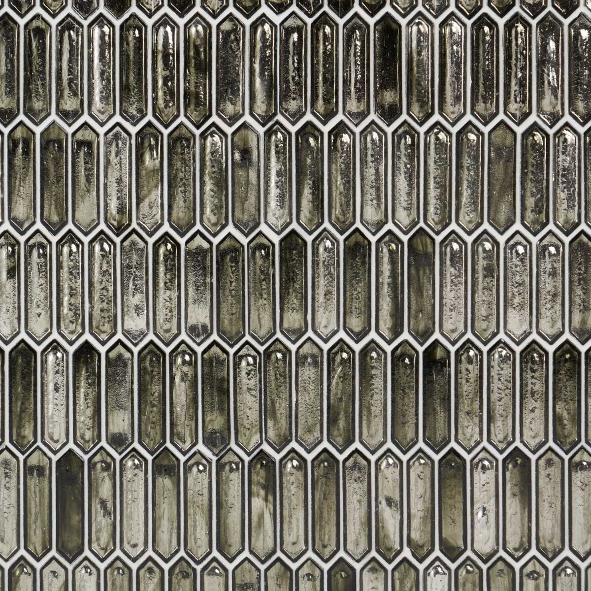 Komorebi Picket Rainforest Dew Gray 1x3 Polished Glass Mosaic Tile