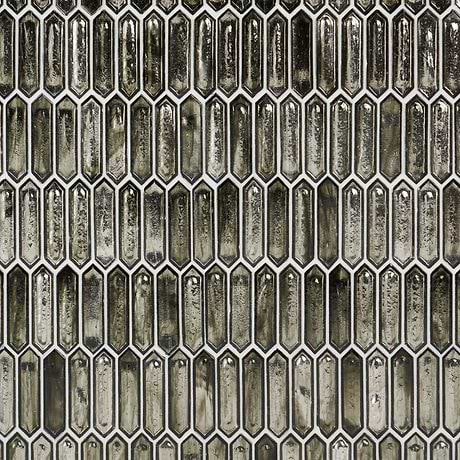 Komorebi Picket Rainforest Dew Gray 1x3 Polished Glass Mosaic Tile