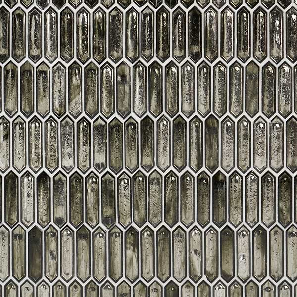 Komorebi Picket Rainforest Dew Gray 1x3 Polished Glass Mosaic Tile
