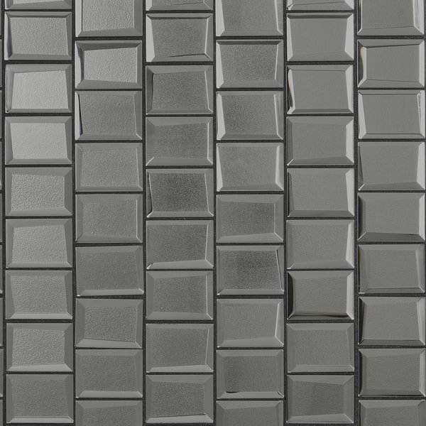 Rumi Glam Platinum Silver 2x3 Polished Mirrored Glass Mosaic Tile