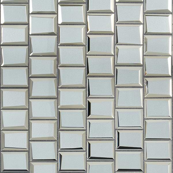 Rumi Glam Slate Gray 2x3 Polished Mirrored Glass Mosaic Tile