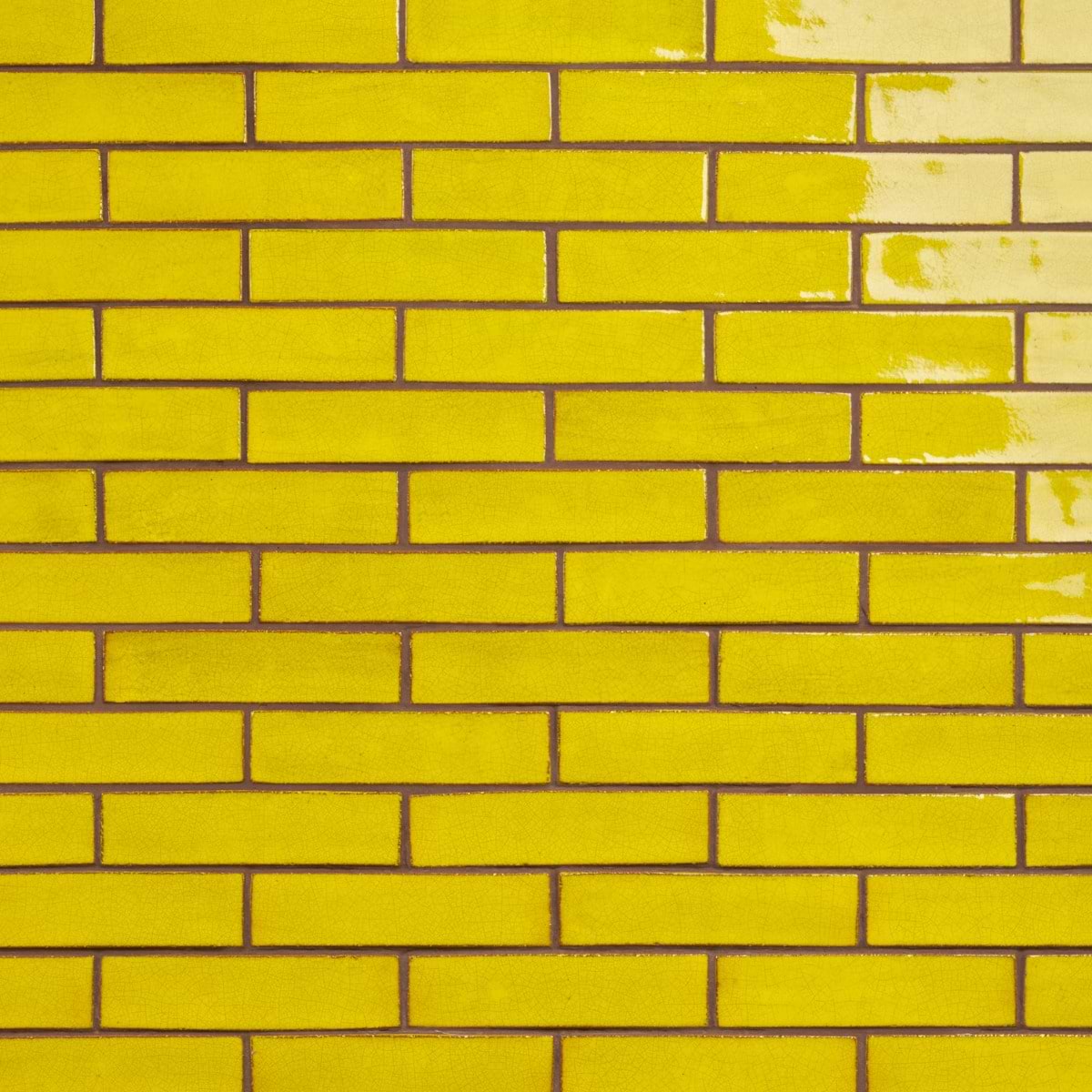 Emery Yellow 2x8 Handmade Crackled Glossy Terracotta Subway Tile