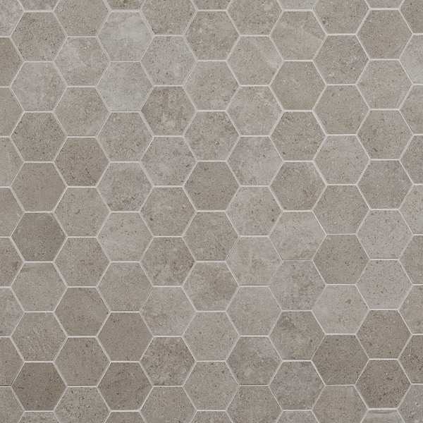 New Rock Tortora Beige 3" Hex Limestone Look Matte Porcelain Mosaic Tile
