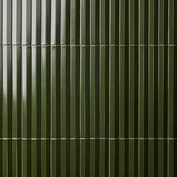 Ponto Verde Green Fluted 5x16 3D Polished Porcelain Tile