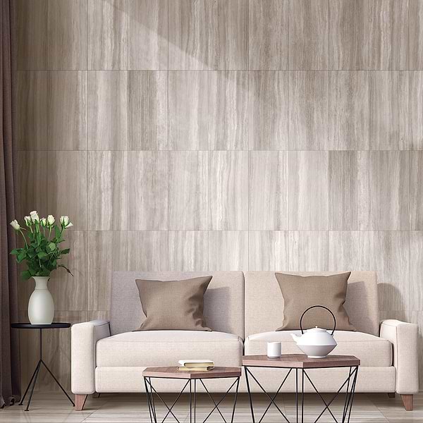 Sample-Nashville Taupe Travertine Look Matte Porcelain Tile