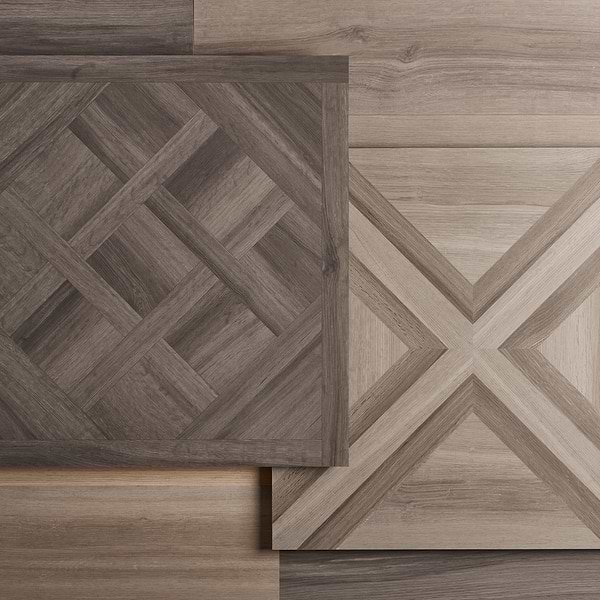 Marsai Traditional Parquet Light Oak 32x32 Wood Look Matte Porcelain Tile in Beige & Cream, View 11, open zoomed image