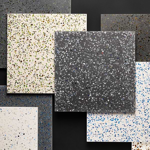 Veritas Terrazzo Creme with Emerald Green 16x16 Polished Terrazzo Tile
